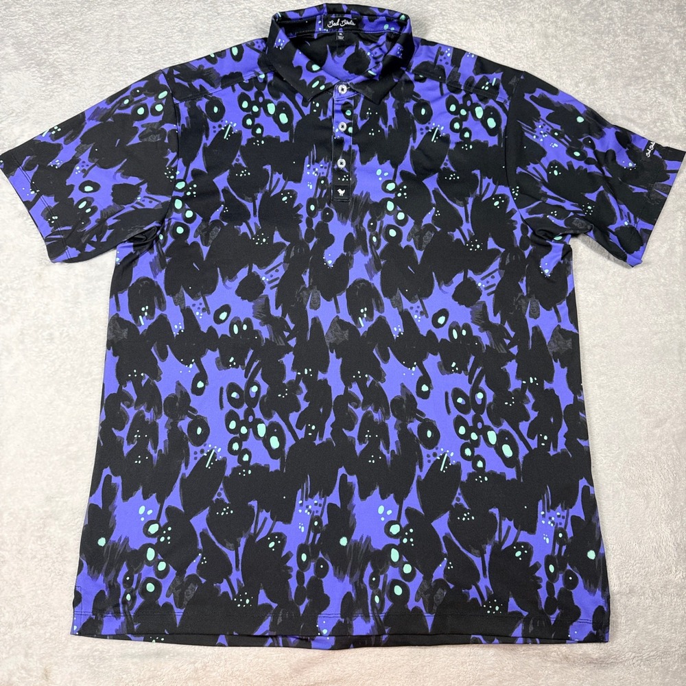 Bad Birdie Golf Polo Mens XL Purple Abstract FW22F2-BBP001-247 Performance Shirt